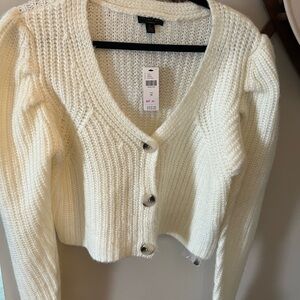 NWT Anthropologie Cream Cropped Knit Cardigan